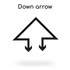 Down arrow icon vector sign and symbol isolated on white background, Down arrow logo concept