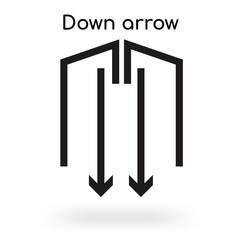 Down arrow icon vector sign and symbol isolated on white background, Down arrow logo concept