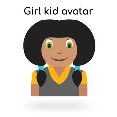 Girl kid avatar icon vector sign and symbol isolated on white background, Girl kid avatar logo concept