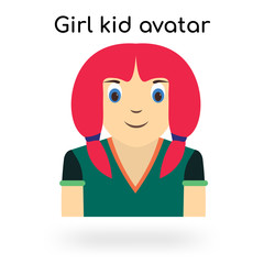 Girl kid avatar icon vector sign and symbol isolated on white background, Girl kid avatar logo concept
