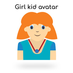 Girl kid avatar icon vector sign and symbol isolated on white background, Girl kid avatar logo concept