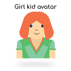 Girl kid avatar icon vector sign and symbol isolated on white background, Girl kid avatar logo concept