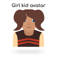 Girl kid avatar icon vector sign and symbol isolated on white background, Girl kid avatar logo concept