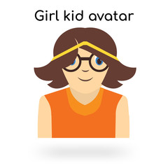 Girl kid avatar icon vector sign and symbol isolated on white background, Girl kid avatar logo concept