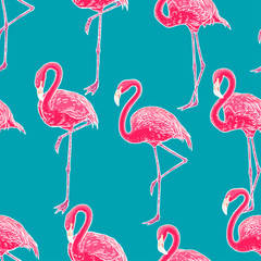Obraz premium cute seamless flamingo