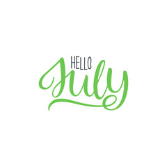Hello July calligraphy