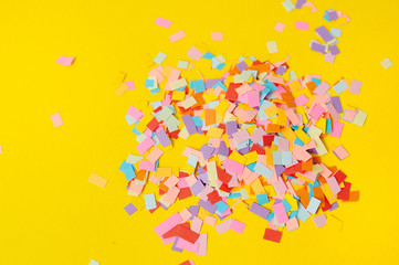 Multi-colored confetti from paper