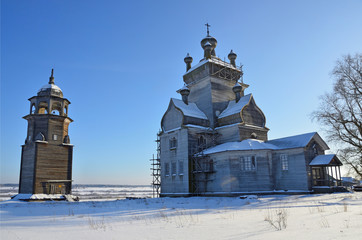 Church of the Transfiguration (Preobrazhenskaya), XVIII century in Turchasovo. Russia, Arkhangelsk...