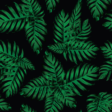 Palm Monstera Seamless Pattern