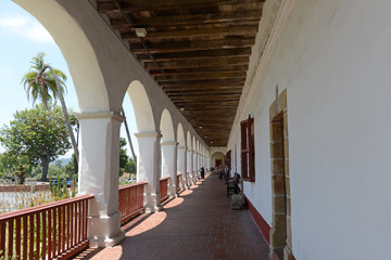 Mission in Santa Barbara, California on a sunny day