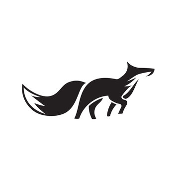 elegant walking fox art logo