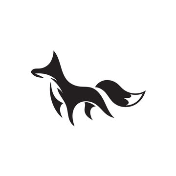 simple elegant walking fox art logo