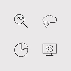 Data Analytics simple linear icons set. Outlined vector icons