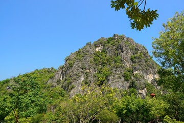 Travel Thailand - Beautiful big mountain with blue sky in Khao Nang Phanthurat Forest Park at Cha...