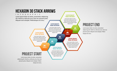 Hexagon 30 Stack Arrows Infographic