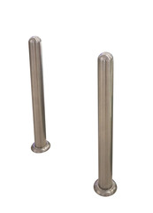 Stainless steel poles or bollards isolated on white. steel poles for safty traffic equpment