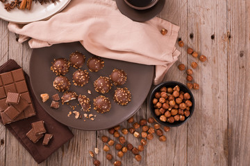 Chocolate truffles with caramel cream filling.