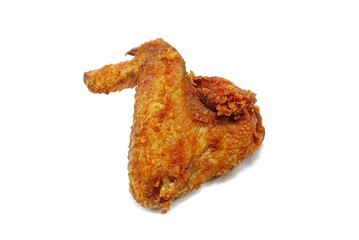 Top view fried chicken wings isolated on white background. Space for text in template. 