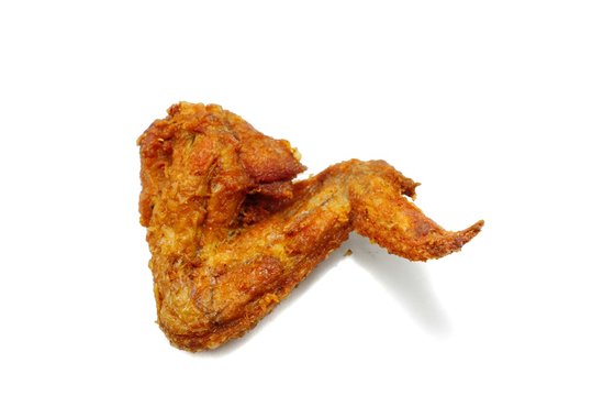 Top view fried chicken wings isolated on white background. Space for text in template. 