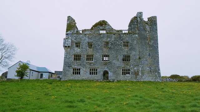 Ruin of a big Irish stone mansion