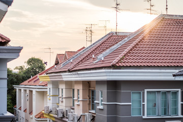 Sunset over Rows of houses