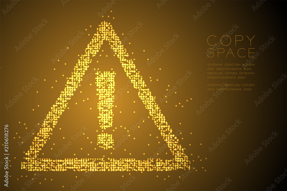 Poster abstract geometric bokeh circle dot pixel pattern attention sign triangle shape, safety first concep