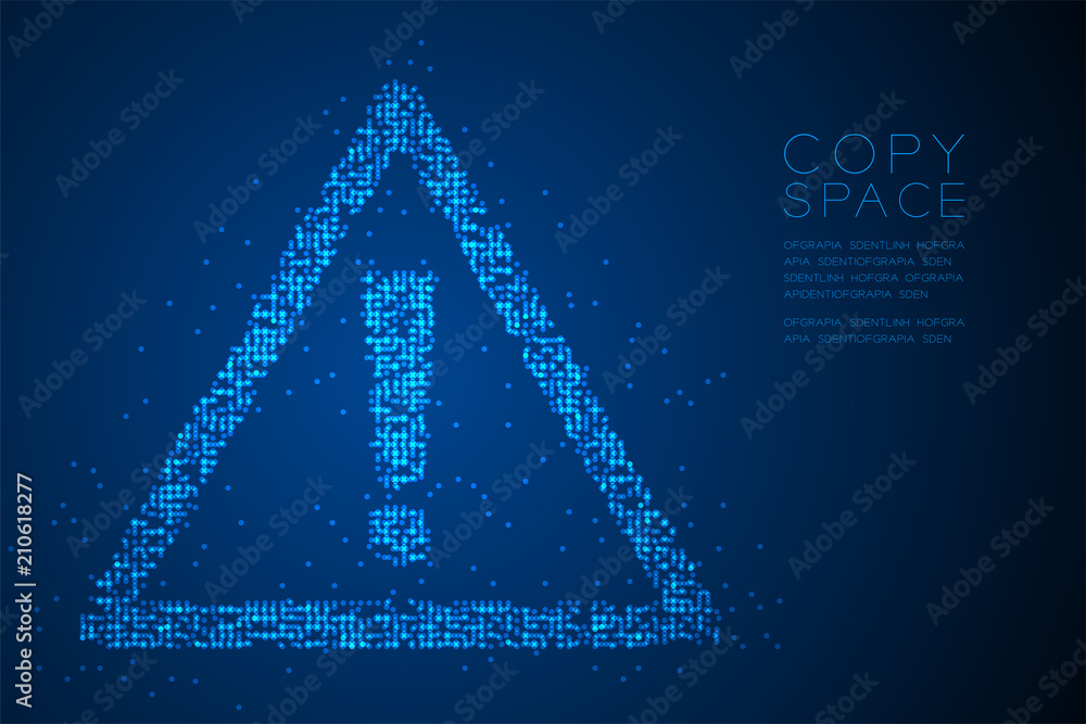 Poster abstract geometric bokeh circle dot pixel pattern attention sign triangle shape, safety first concep