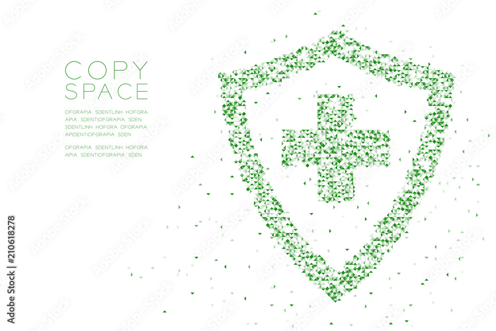 Aufkleber abstract geometric low polygon square box pixel and triangle pattern medical shield with cross sign 