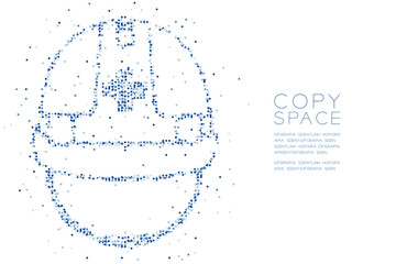 Abstract Geometric Circle dot pixel pattern Helmet construction shape, safety first concept design blue color illustration on white background with copy space, vector eps 10