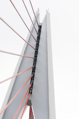 DongShuiMen cable bridge detail against sky in Chongqing, China