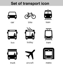 Set transport icons on white background. Vector elements.