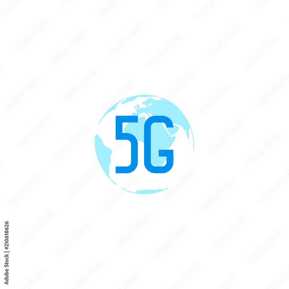 Poster 5g sign design template. blue vector symbol of 5th generation wireless internet network connection w