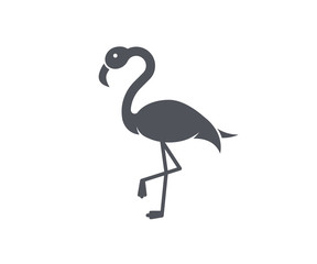 Flamingo flat icon. Vector glyph illustration. Animal typical from summer and tropical exotic vacations.