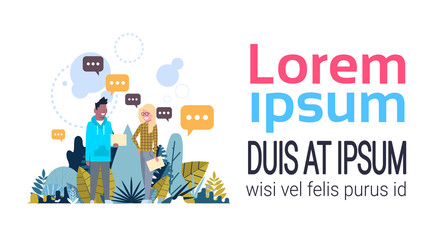 chat bubbles man woman communication messenger concept background flat copy space banner vector illustration