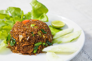 Fried rice on white disk thai food style