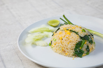Fried rice on white disk thai food style