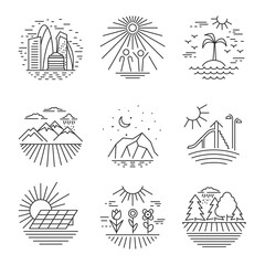 Urban and nature scenes icons