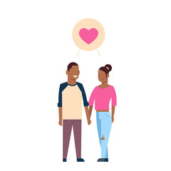 african couple in love, full length avatar on white background, successful family concept, tree of genus flat cartoon design vector illustration