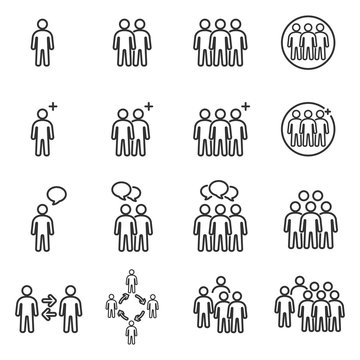 People Icons Line , Person work group Team Vector