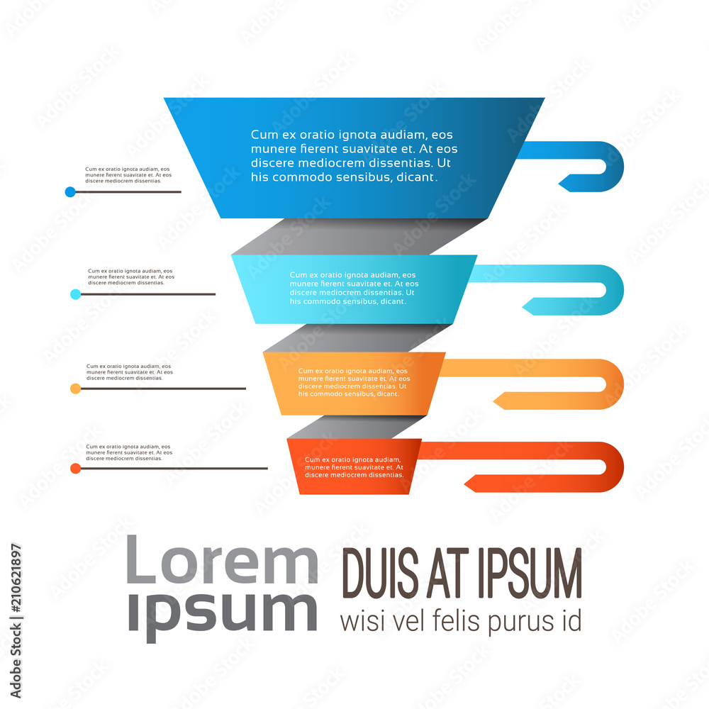 Poster business timeline process chart infographics funnel template used for presentation and workflow layo
