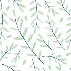 Seamless pattern with herbs and leaves