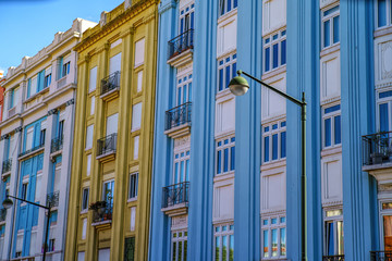 The facade of the ancient building in Lisbon . sunny afternoon