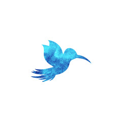 Hummingbird watercolor silhouette isolated on white
