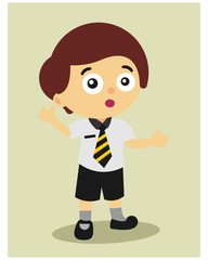 cute little kids schoolboy cartoon character