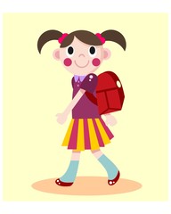 cute little kids school girls cartoon character