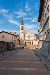 Fototapeta na wymiar Spoleto (Italy) - The charming medieval village in Umbria region with the famous Duomo church, old castle and the ancient bridge named 'Ponte delle Torri'