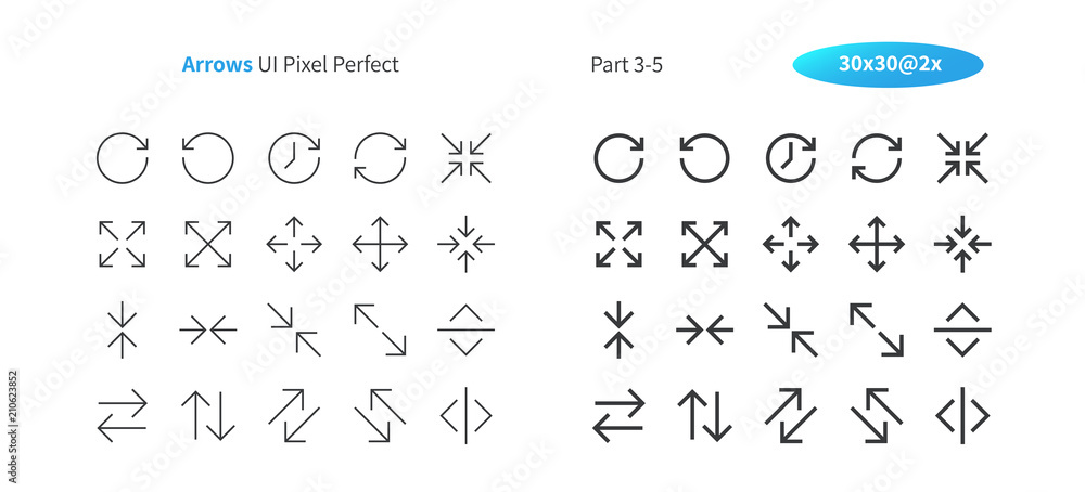 Poster arrows ui pixel perfect well-crafted vector thin line and solid icons 30 2x grid for web graphics an