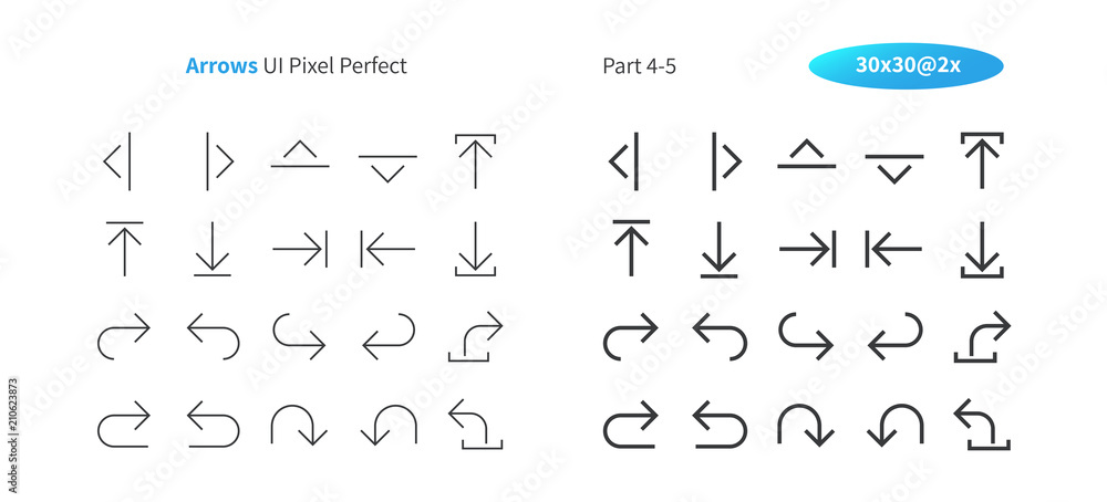 Fototapete arrows ui pixel perfect well-crafted vector thin line and solid icons 30 2x grid for web graphics an