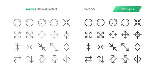 Obraz premium Arrows UI Pixel Perfect Well-crafted Vector Thin Line And Solid Icons 30 1x Grid for Web Graphics and Apps. Simple Minimal Pictogram Part 3-5