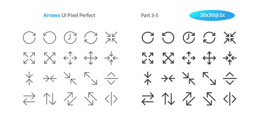 Arrows UI Pixel Perfect Well-crafted Vector Thin Line And Solid Icons 30 2x Grid for Web Graphics and Apps. Simple Minimal Pictogram Part 3-5